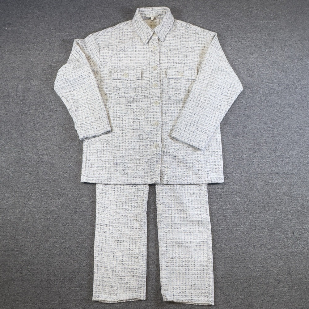 Et Clet Women's Tweed Oversized Shirt Jacket and Pants Cream S/M/L NWOT